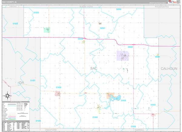 Sac County, IA Wall Map