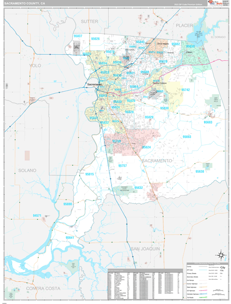 Sacramento County Digital Map Premium Style