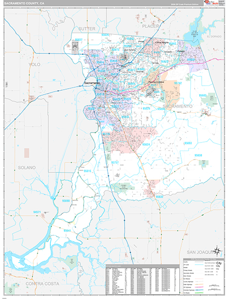 Sacramento County, CA Map Premium Style