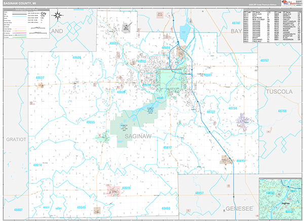 Saginaw County, MI Zip Code Map