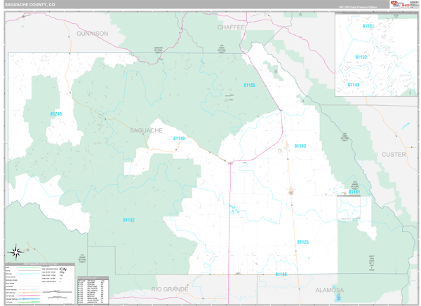 Saguache County, CO Carrier Route Wall Map