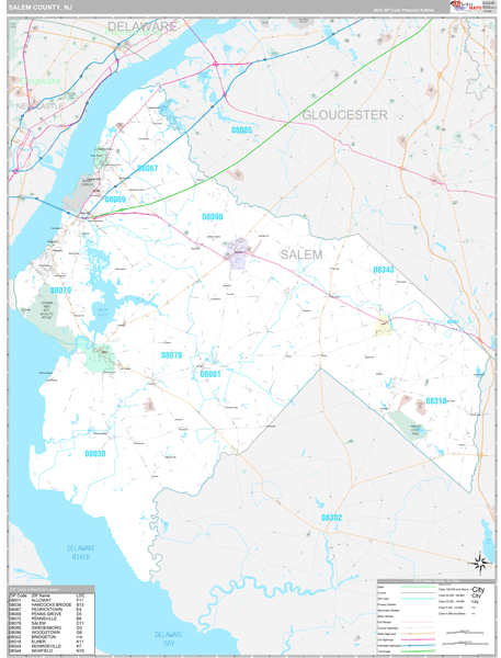 Salem County, NJ Wall Map