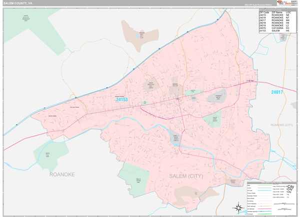 Salem County, VA Zip Code Map