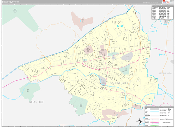 Salem County, VA Wall Map