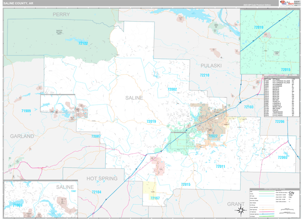 Saline County, AR Carrier Route Wall Map