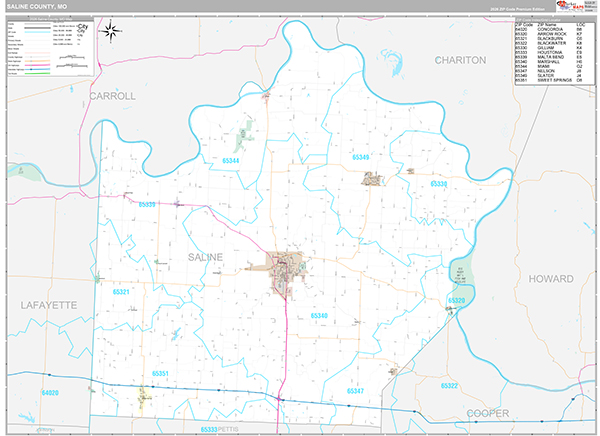 Saline County, MO Map Premium Style