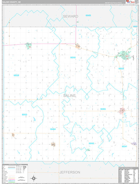 Saline County, NE Zip Code Map