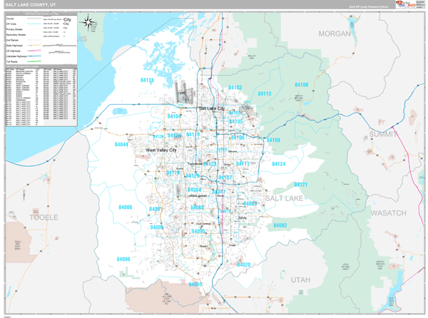 Salt Lake County Ut Wall Map Premium Style By Marketmaps