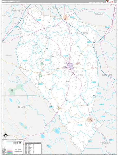 Sampson County, NC Wall Map
