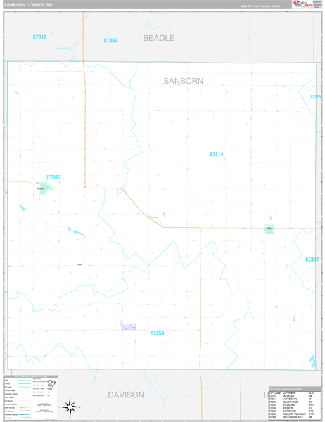Sanborn County, SD Wall Map Premium Style