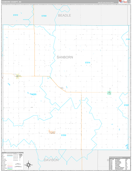 Sanborn County, SD Zip Code Map