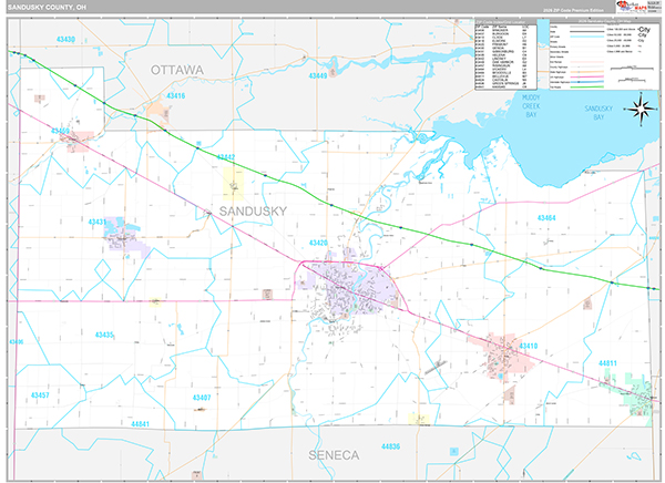 Sandusky County, OH Zip Code Map