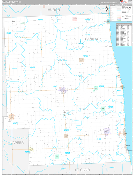 Sanilac County, MI Zip Code Map