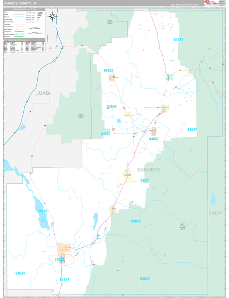 Sanpete County, UT Wall Map