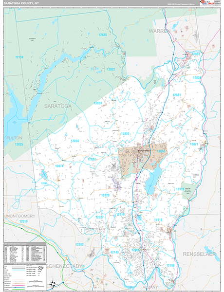 Saratoga County, NY Zip Code Map