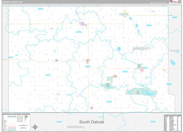 Sargent County, ND Wall Map