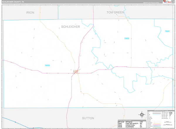 Schleicher County, TX Zip Code Map