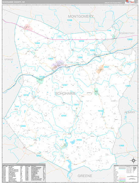 Schoharie County, NY Zip Code Map