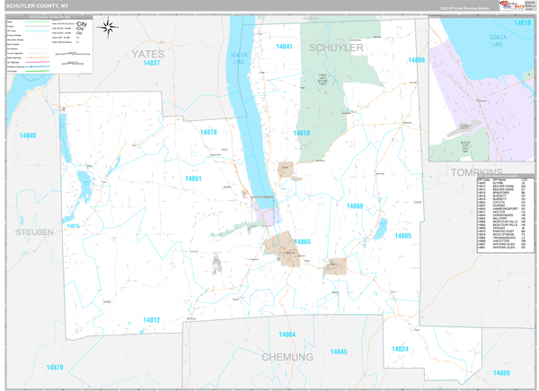 Schuyler County, NY Wall Map
