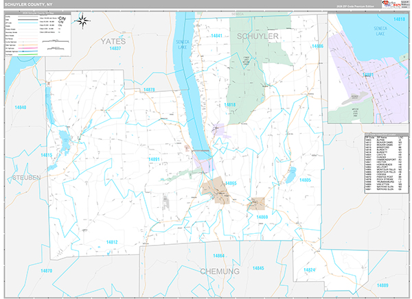 Schuyler County, NY Zip Code Map