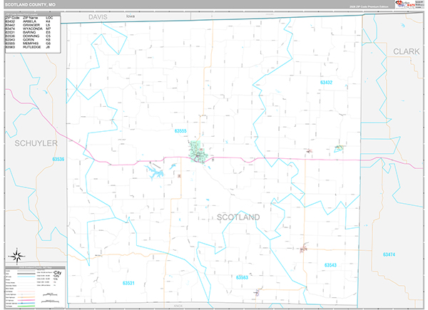 Scotland County, MO Map Premium Style