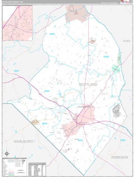Scotland County, NC Wall Map