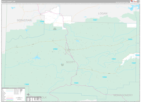 Scott County, AR Wall Map