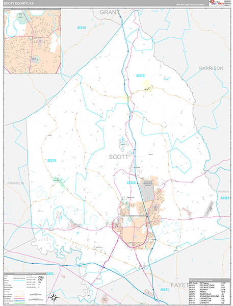Scott County, KY Wall Map