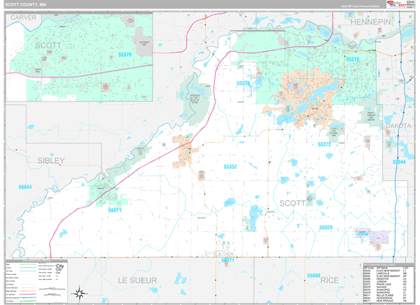 Scott County, MN Carrier Route Wall Map