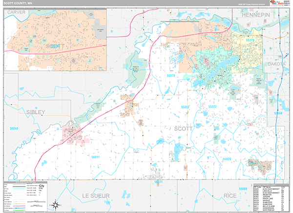 Scott County, MN Wall Map