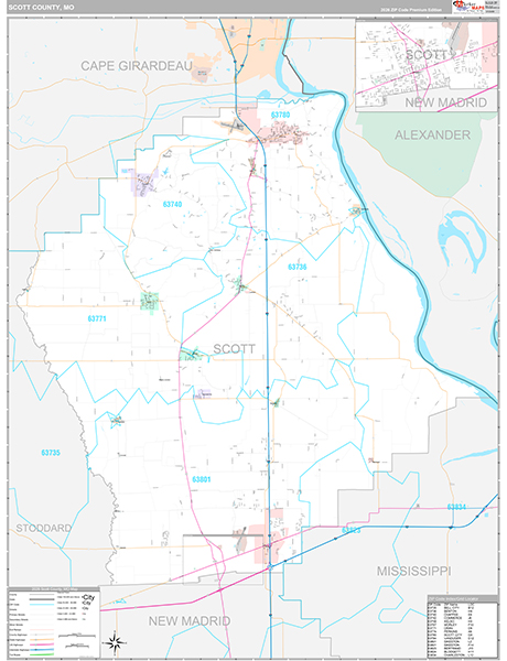 Scott County, MO Map Premium Style