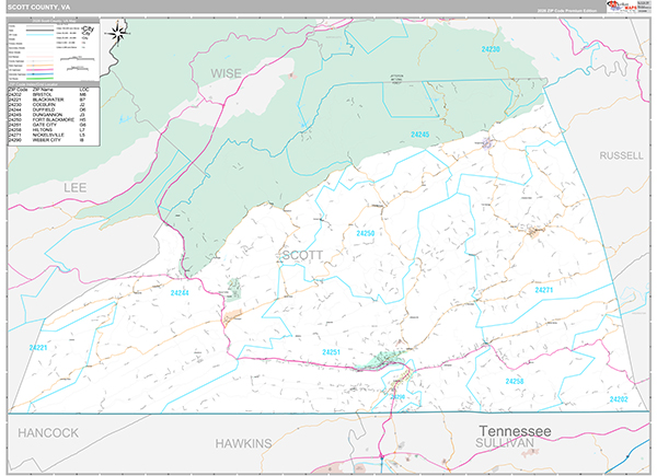 Scott County, VA Wall Map