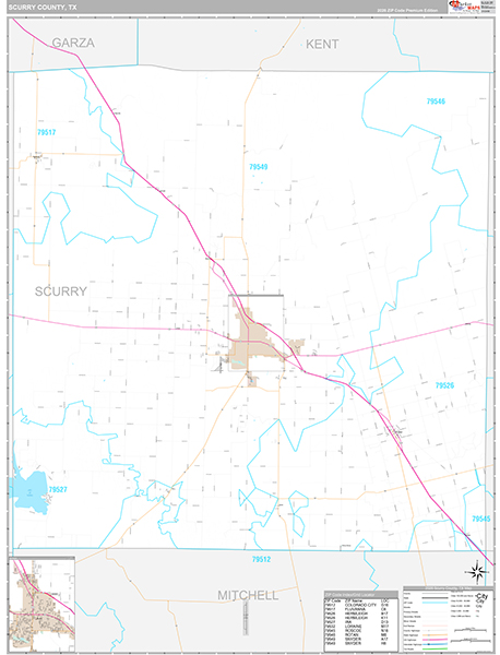 Scurry County, TX Zip Code Map