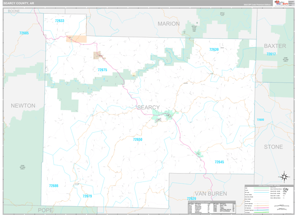 Searcy County Wall Map Premium Style