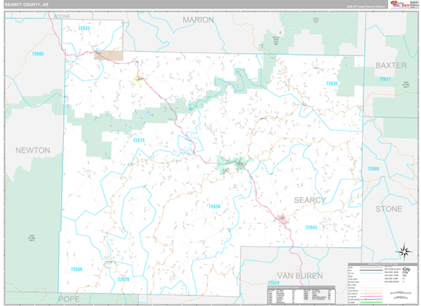 Searcy County, AR Zip Code Map