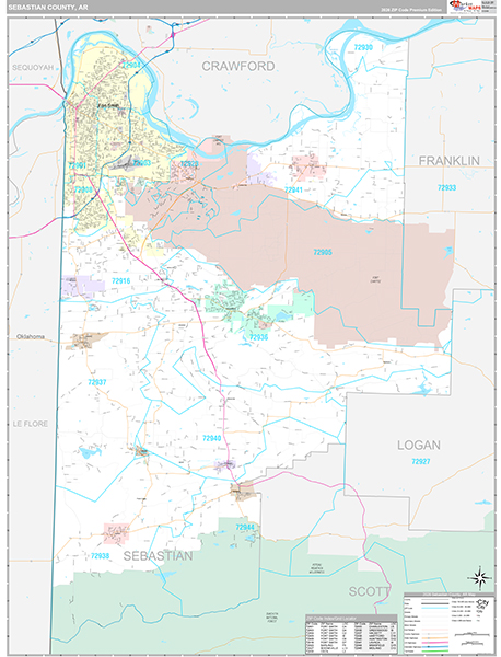 Sebastian County, AR Zip Code Map