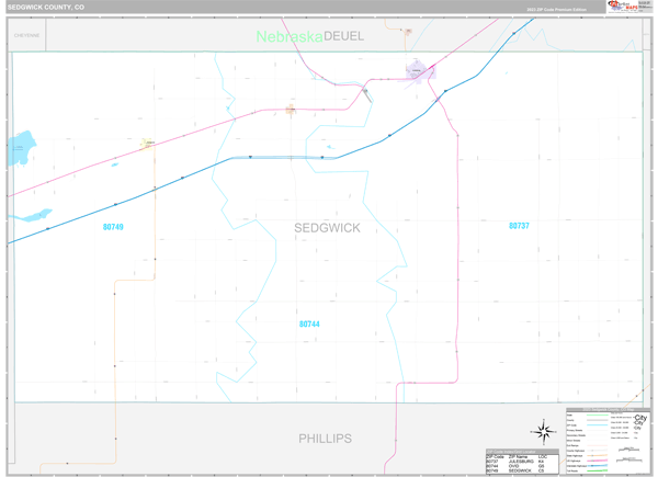 Sedgwick County, CO Carrier Route Wall Map