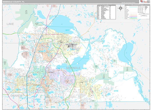 Seminole County, FL Wall Map