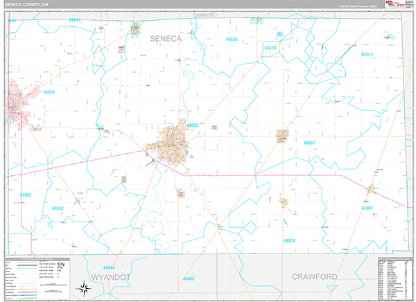 Seneca County, OH Zip Code Map