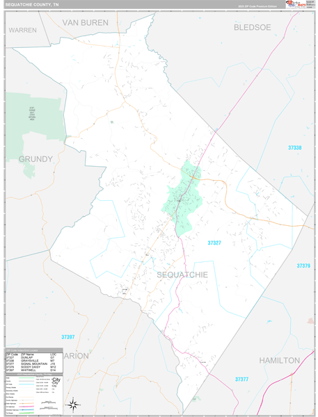 Sequatchie County, TN Zip Code Map