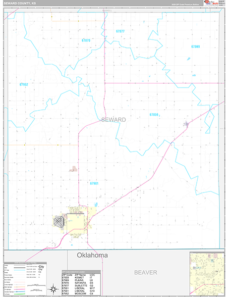 Seward County, KS Zip Code Map