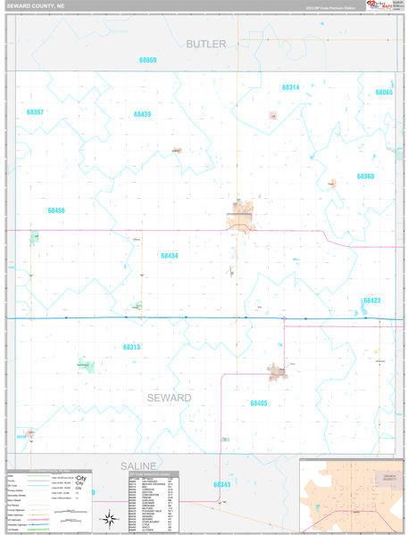 Seward County, NE Carrier Route Wall Map