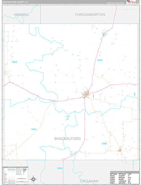 Shackelford County, TX Zip Code Map