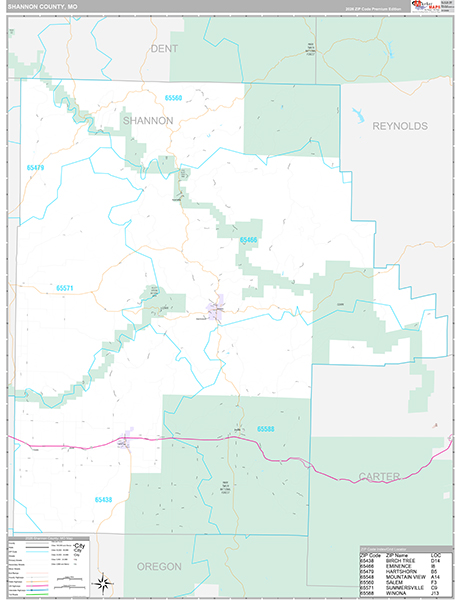 Shannon County, MO Map Premium Style