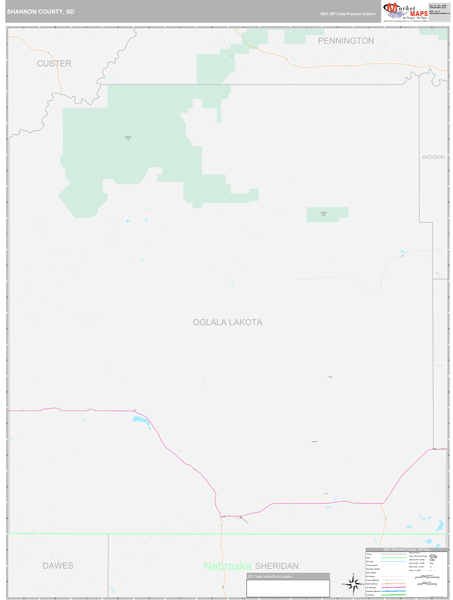 Shannon County, SD Wall Map Premium Style