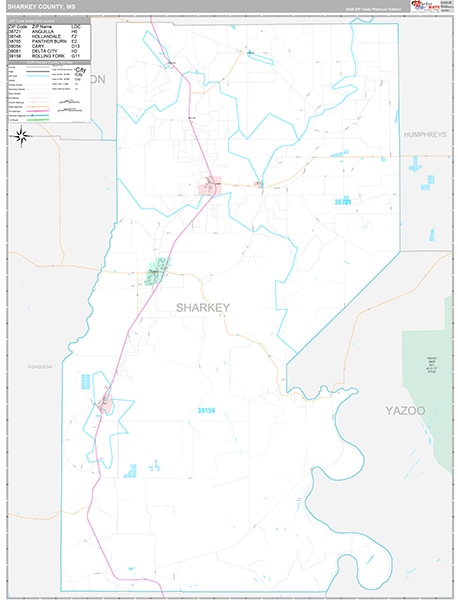 Sharkey County, MS Zip Code Map