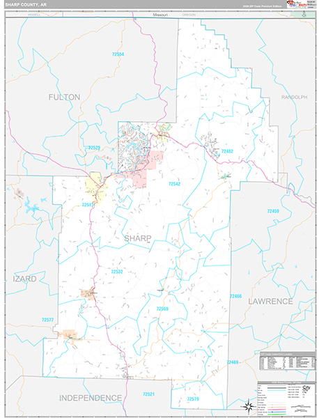 Sharp County, AR Zip Code Map