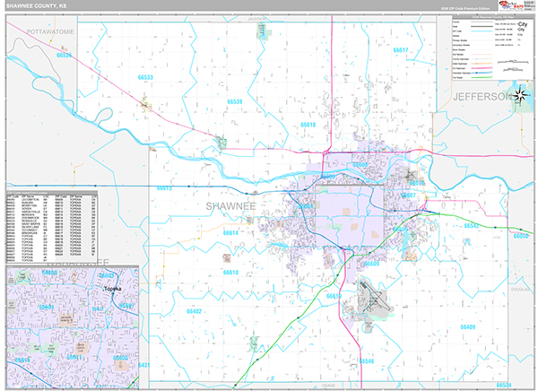 Shawnee County, KS Wall Map