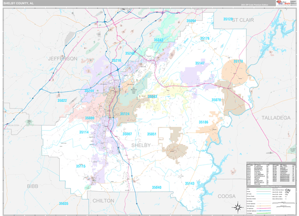 Shelby County, AL Zip Code Map