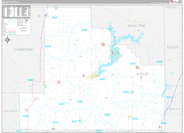 Shelby County, IL Wall Map